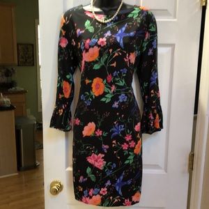 EUC Black w/ Flowers & Birds Dress | Size M